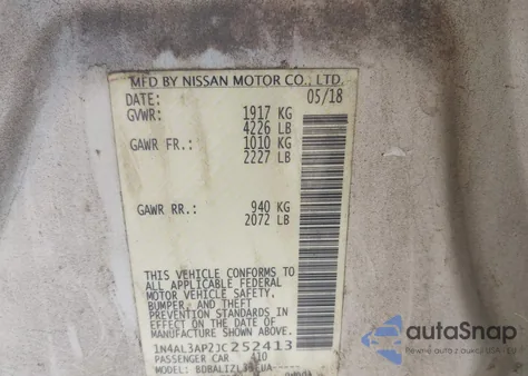 2018 Nissan Altima 2.5 Sv from USA, damaged, VIN 1N4AL3AP2JC252413